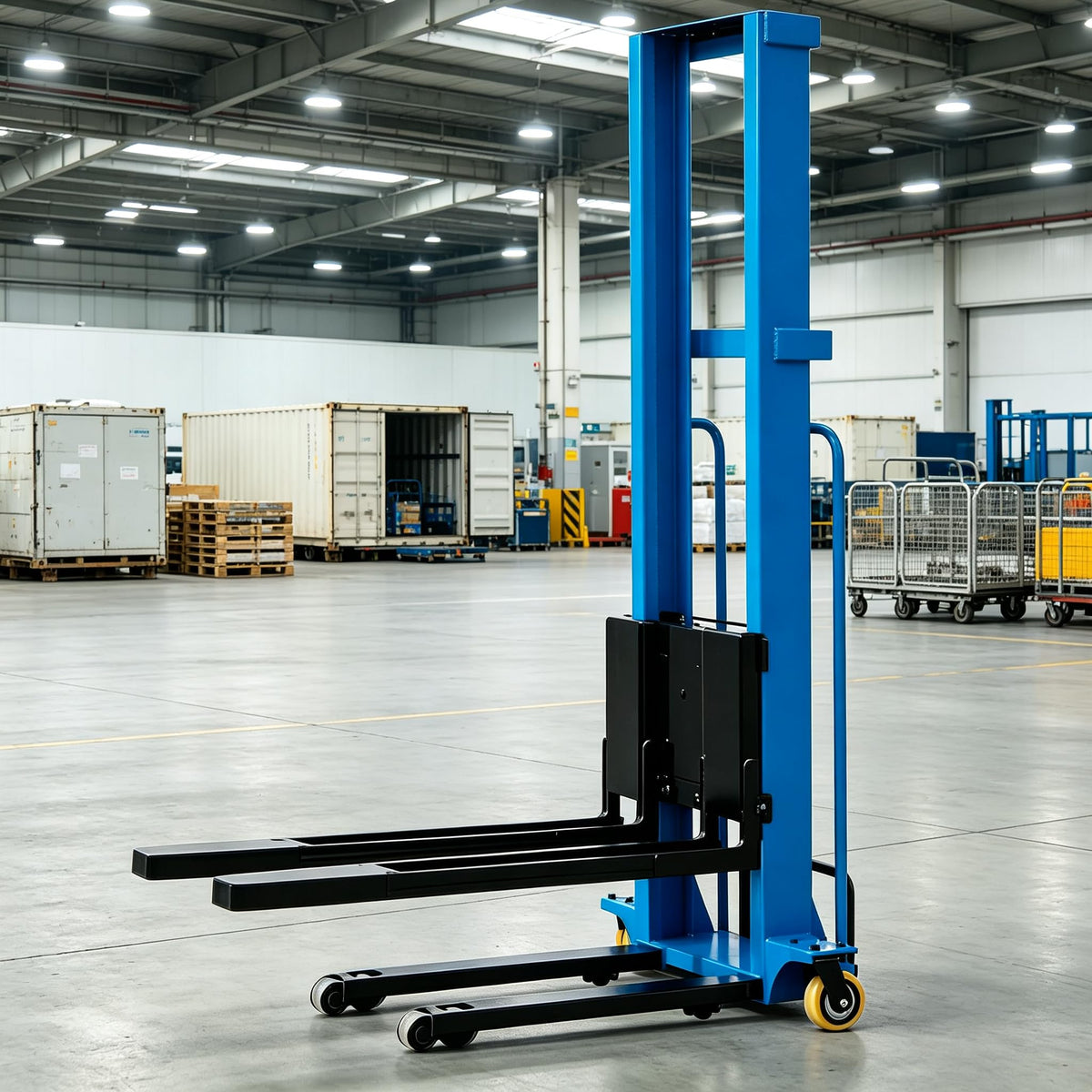 Portable Semi Electric Forklift, Hydraulic Pallet Stacker Material Lift
