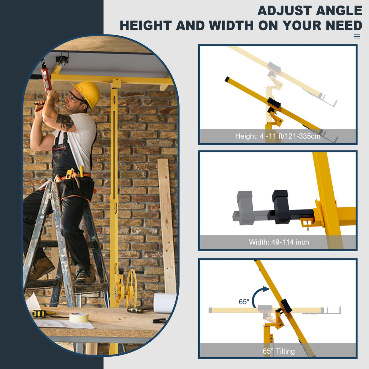 11 FT Drywall Lifter Sheetrock Lift, 150 Lbs Capacity Drywall Lift Panel