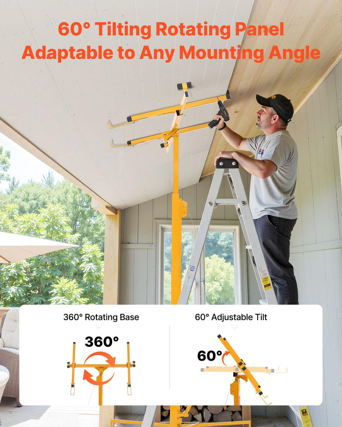 VEVOR 16ft Drywall Lift, Heavy-Duty 150 lbs Sheetrock Hoist
