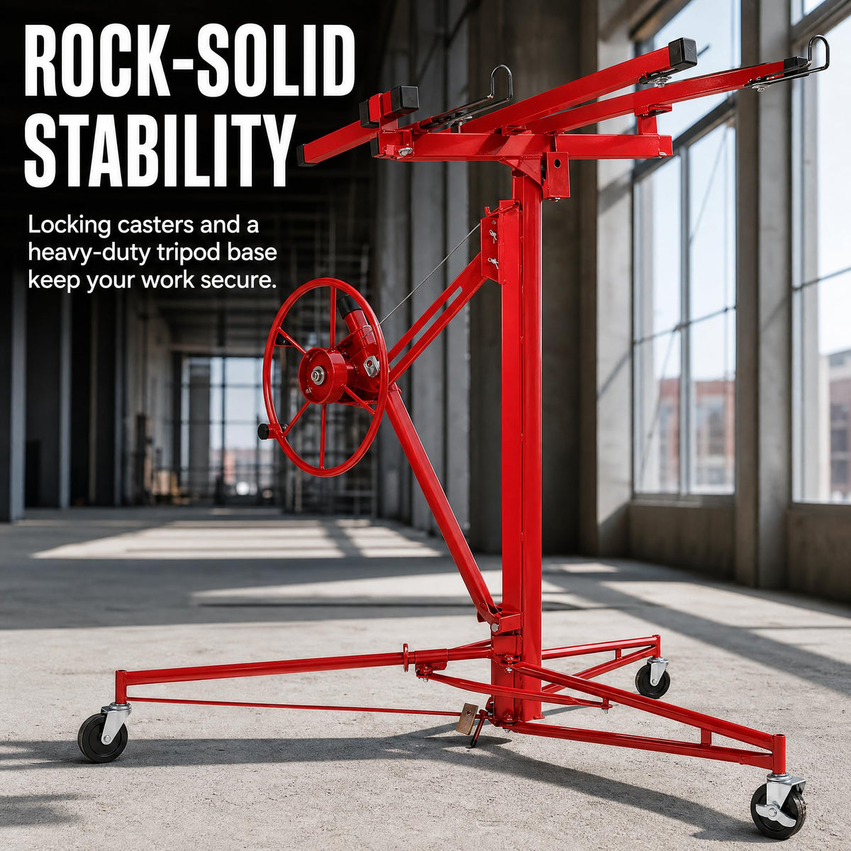 16 ft Drywall Lift Panel Rolling Hoist Jack Lifter for Sheetrock