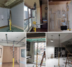 110Lb Drywall Lift with Tilt Function, Portable Panel Hoist for Ceiling Installation, Height Adjustable Up to 5Ft, Galvanized Steel Frame, Manual Chain Operation, Easy Fold Storage for Contractors
