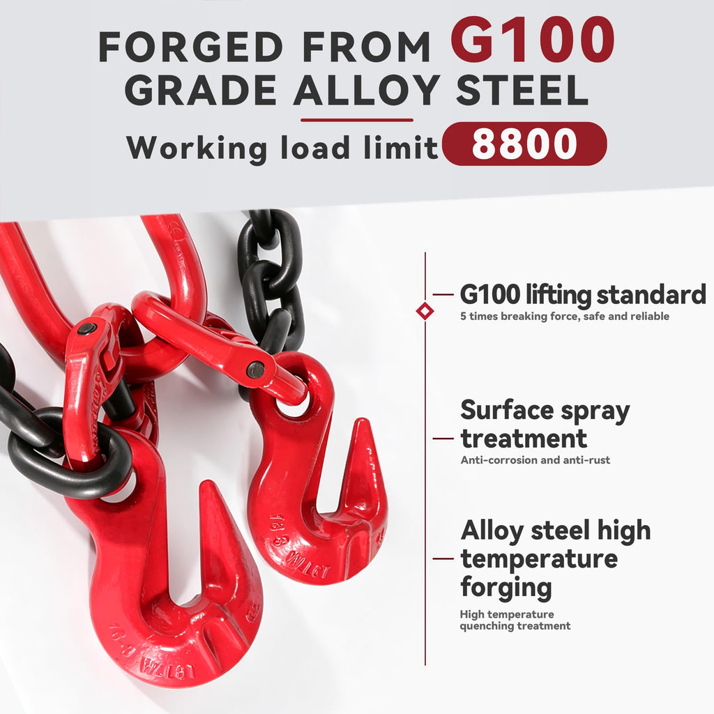 Shipping Container Lifting Chain Sling Kit, G100 8800 lb