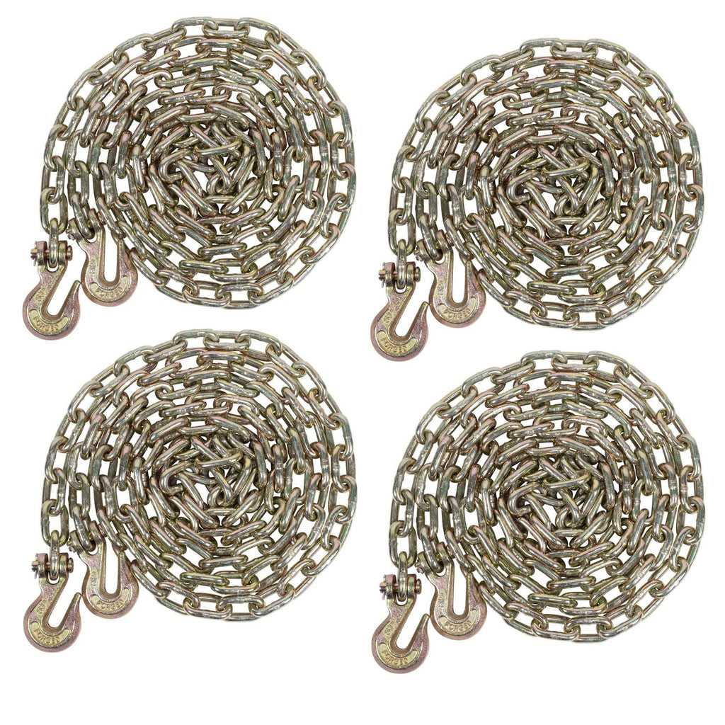 Mytee Products 2 Pack 1/2 Inch x 20 FT Grade 70 Binder Chain with Clevis Grab Hooks - G70 Transport Tow Chain - 11,300 Lbs Working Load Limit