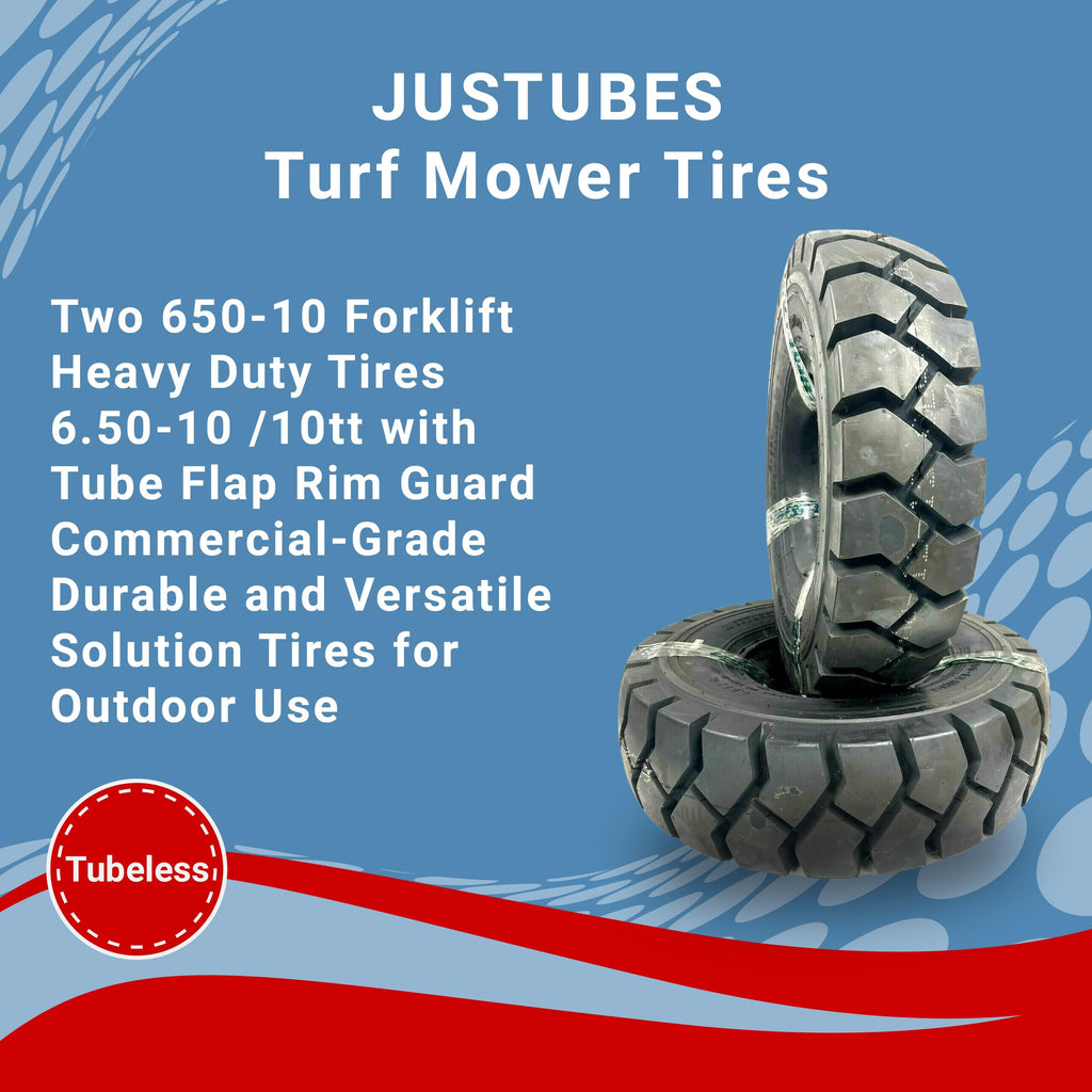 Two 650-10 Forklift Heavy Duty Tires 6.50-10 with Tube, Flap, Guard Commercial-Grade Durable and Versatile Solution Tires for Industrial use