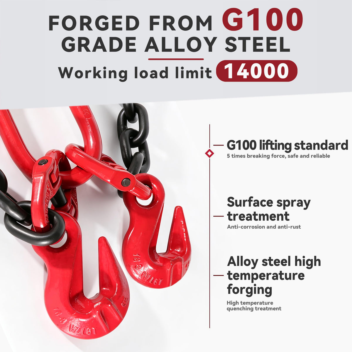 Shipping Container Lifting Chain Sling Kit, G100 14000 lb
