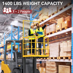 YITAMOTOR 43"x45" Forklift Safety Cage, 1400 LBS Yellow Capacity Forklift Work Platform with Safety Harness, Collapsible Lift Basket Aerial Platform for Lifting Loader