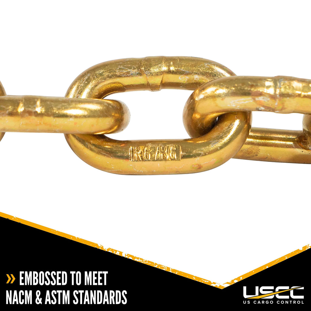 US Cargo Control Grade 70 Chain, 3/8 Inch x 400 Foot, Heavy Duty Transport Chain, 6,600 Pound Working Load Limit