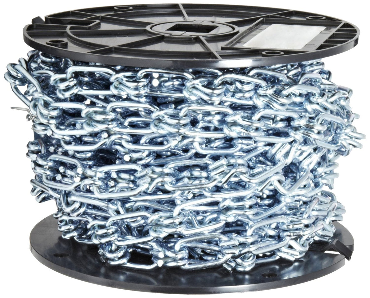 Campbell 0723427 Low Carbon Steel Lock Link Single Loop Chainon Reel, Zinc Plated, 3/0 Trade, 0.15" Diameter, 125' Length, 405 lbs Load Capacity
