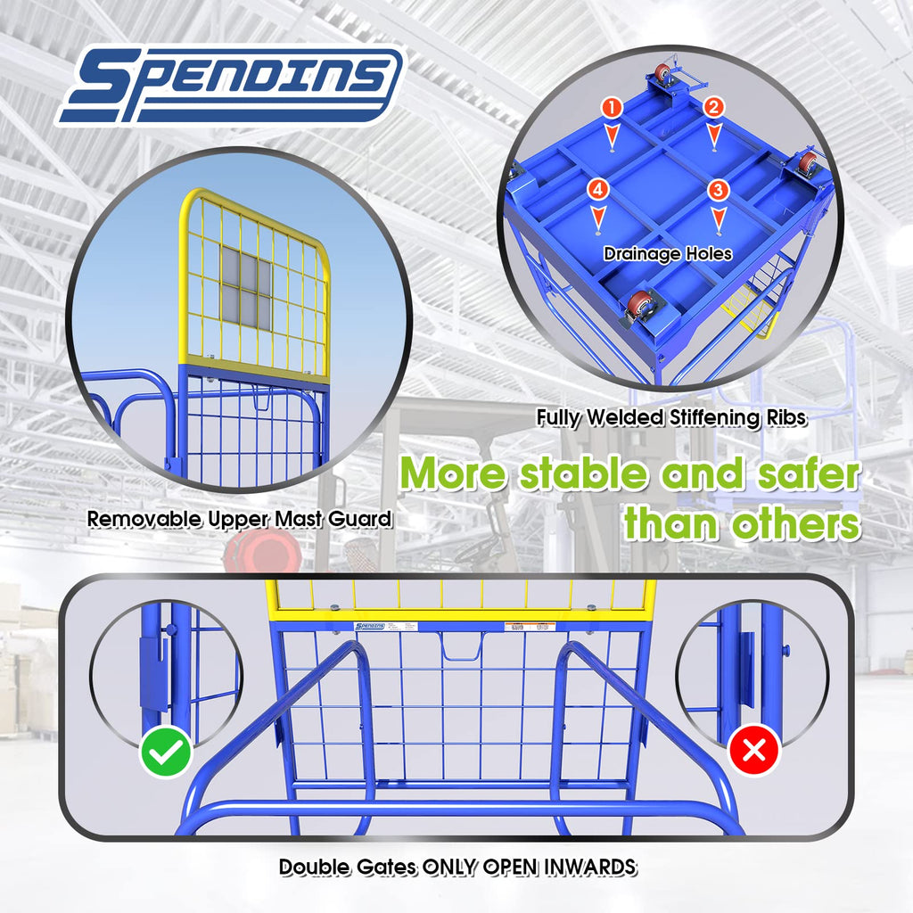 36.2"x36.2" Forklift Safety Cage, Foldable Work Platform 1152LB