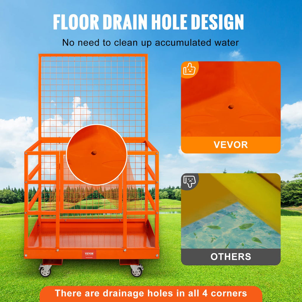 VEVOR Forklift Safety Cage, 43 x 45 Inch Forklift Man Basket with Wheels