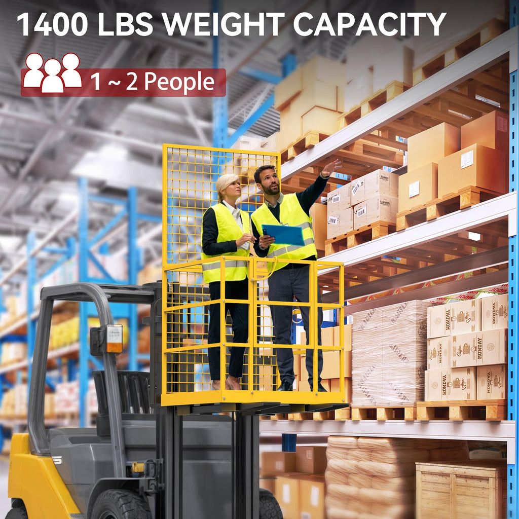 YITAMOTOR 43"x45" Forklift Safety Cage, 1400lbs Basket Platform w/Strap