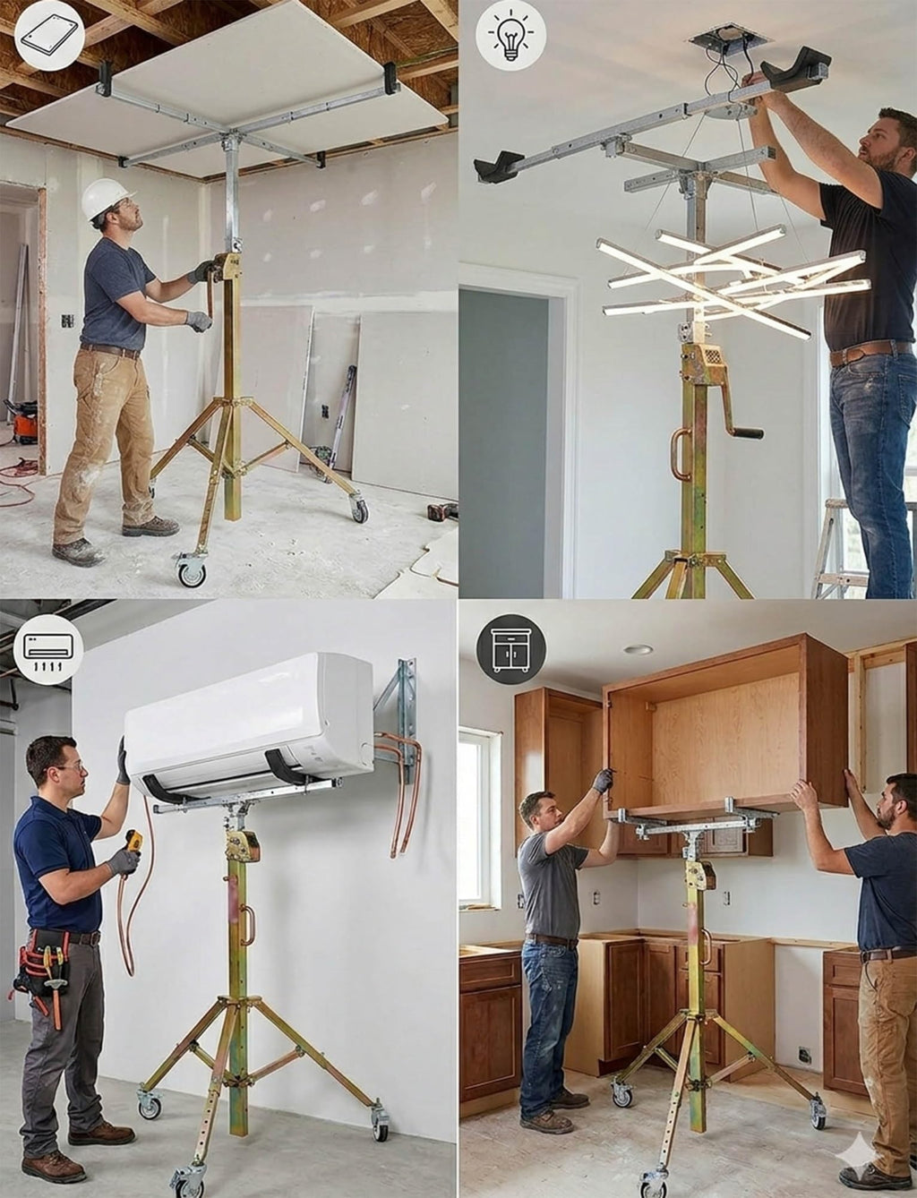 Multi-Purpose Drywall Lift – Rolling Plasterboard Jack, Ceiling & Wall Panel Hoist, Construction & DIY Use(5meter/16.40ft)
