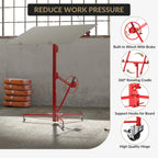 11 ft 150 lb Drywall Lift, Adjustable Red Sheetrock Panel Hoist