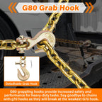 Grade 80 Chain and Binder Set w/ G80 Chain Hooks - 9,200 lbs WLL