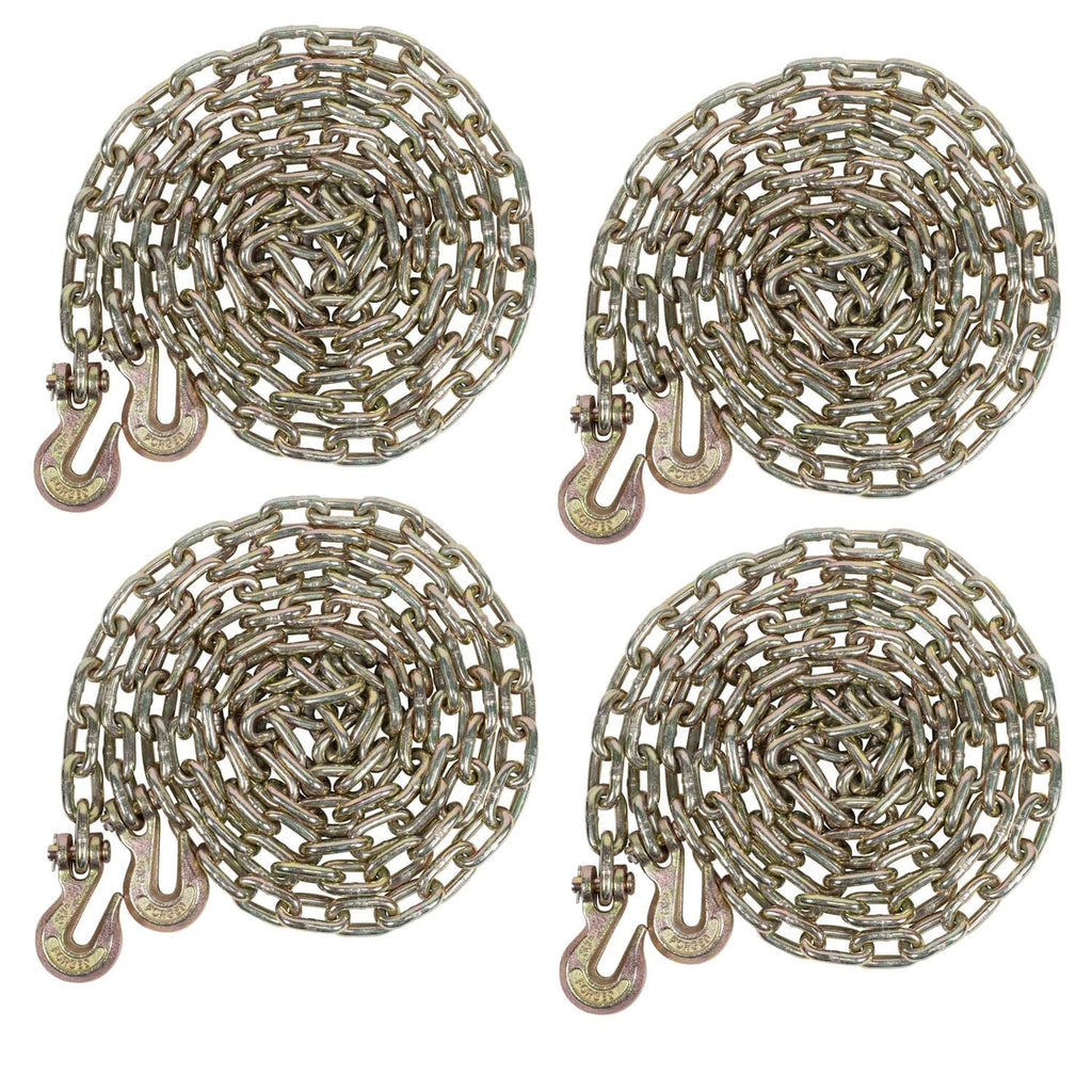 Mytee Products 2 Pack 1/2 Inch x 12 FT Grade 70 Binder Chain with Clevis Grab Hooks - G70 Transport Tow Chain - 11,300 Lbs Working Load Limit