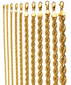 10K Yellow Gold Rope Necklace Bracelet Chain Diamond Cut 2mm-10mm 7"-30" | MADE IN ITALY