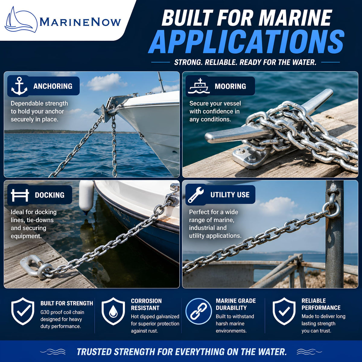G30 Proof Coil Chain, Hot-Dipped Galvanized, 3/8", 200 ft