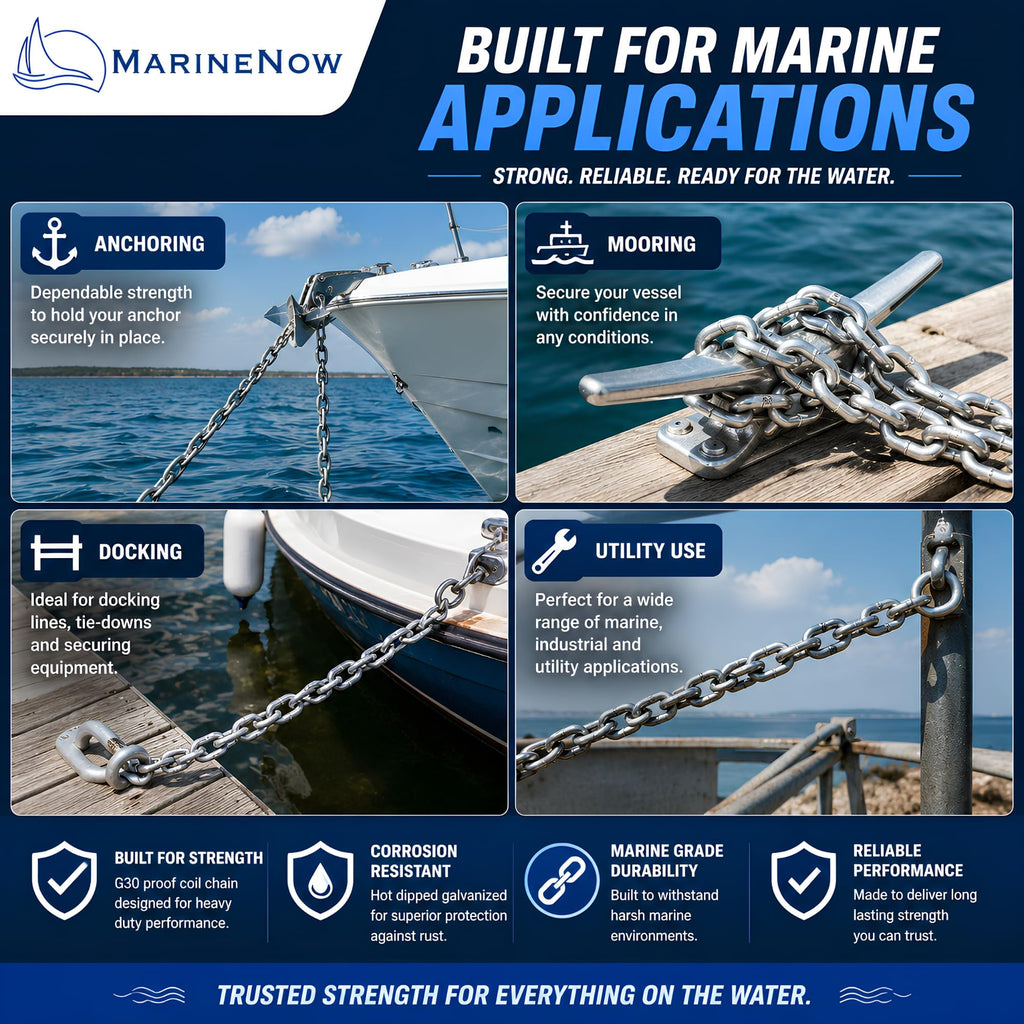 G30 Proof Coil Chain, Hot-Dipped Galvanized, 3/8", 100 ft