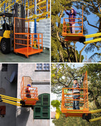 Garvee Forklift Platform Safety Cage,Work Platform for Loader,43"x45" Man Basket for Forklift,1800lbs Capacity with Safety Harness & Lock,2-Man Collapsible Lift Basket for Lifting Loader (Orange)