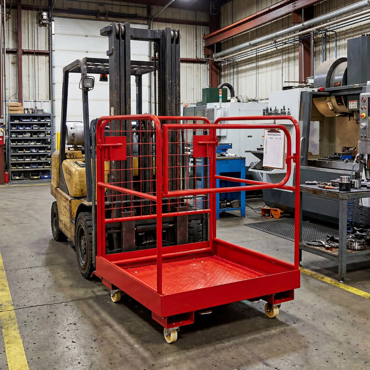1200LBS Foldable Forklift Safety Cage, 36"X36" Man Basket for 1-3 People