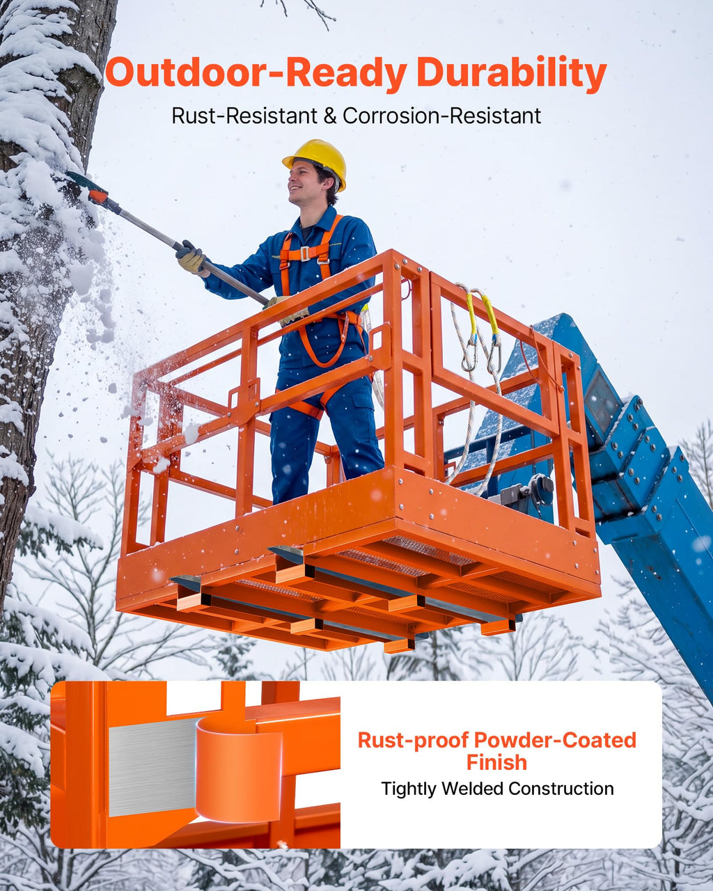 VEVOR Mesh Telehandler Work Platform, 48 x 73.9 Inch, Man Safety Basket, 2000 lbs Capacity, Forklift Telehandler Attachment, Safety Cage, Heavy Duty Carbon Steel, for Most Aerial Jobs Lifting Loader