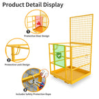 Forklift Safety Cage, 43"x45" Forklift Man Basket,1300lbs Capacity Forklift Work Platform, Forklift Aerial Platform 2-Man Collapsible Lift Basket for Lifting Loader