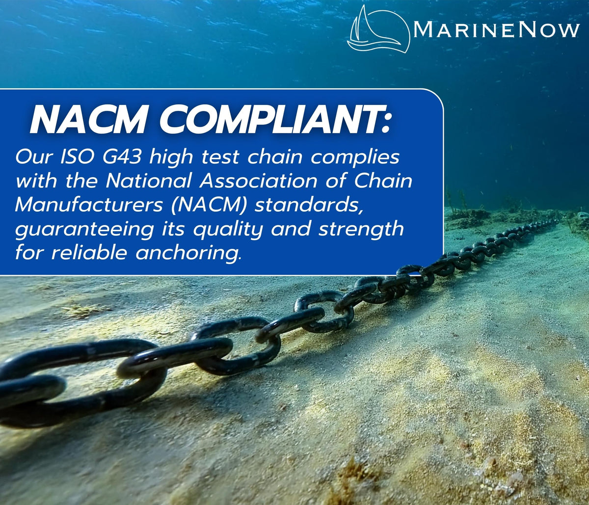 ISO G43 Anchor Chain - High Test 144 µm Micro Premium Marine Thick Hot Dipped Galvanized NACM-Grade Anchor Chain (Choose Size and Length)