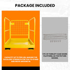 KUAFU Heavy Duty Steel Forklift Safety Cage - 36x36 Foldable Work Platform, 1200 LBS Load Capacity