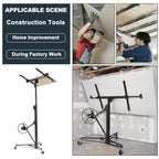 11FT Drywall Lift, 150LB Capacity Sheetrock Panel Hoist, Sheetrock Lifter tools with 3 Lockable Caster Wheels, 360° Rotatable Telescopic Arm for Ceiling Work (Black, 11FT)