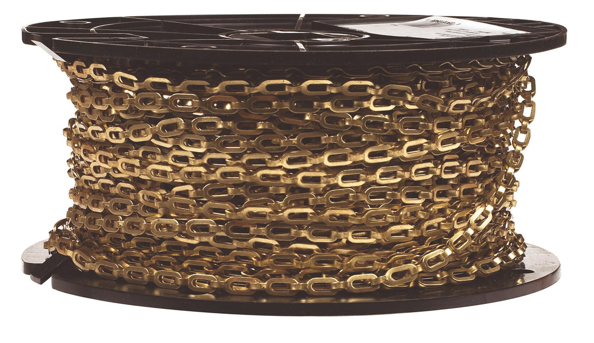 Campbell 0723817 Brass Plumbers Chain on Reel, Bright, 1/0 Trade, 0.02" Diameter, 200' Length, 35 lbs Load Capacity