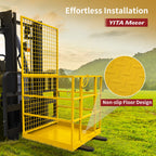 YITAMOTOR 43"x45" Forklift Safety Cage, 1400 LBS Yellow Capacity Forklift Work Platform with Safety Harness, Collapsible Lift Basket Aerial Platform for Lifting Loader