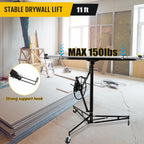 Heavy Duty 11FT Drywall Panel Lift, Telescopic Steel Arm & Locking Wheels