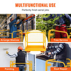 Foldable Forklift Safety Cage, 36" x 36" Forklift Work Platform with Lockable Swivel Wheels & Device Chain, 1200lbs Capacity Heavy Duty Steel Man Basket with Drain Hole for Aerial Work