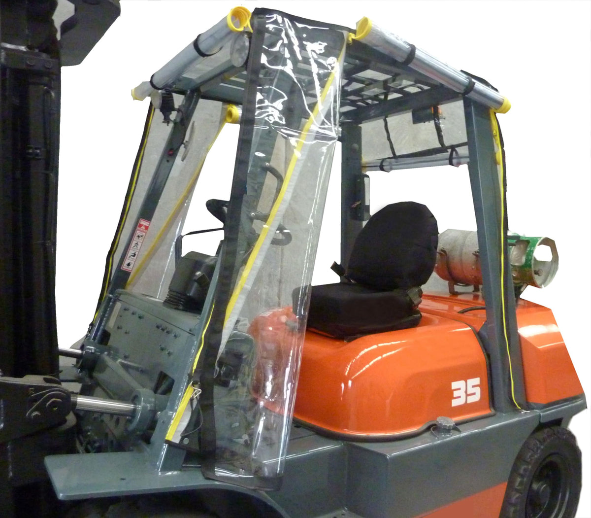 Full Forklift Cab Enclosure Cover Clear Vinyl Fits Nissan Standard Size Truck Windshield Rain Canopy Cover, Waterproof Vinyl for UV Protection