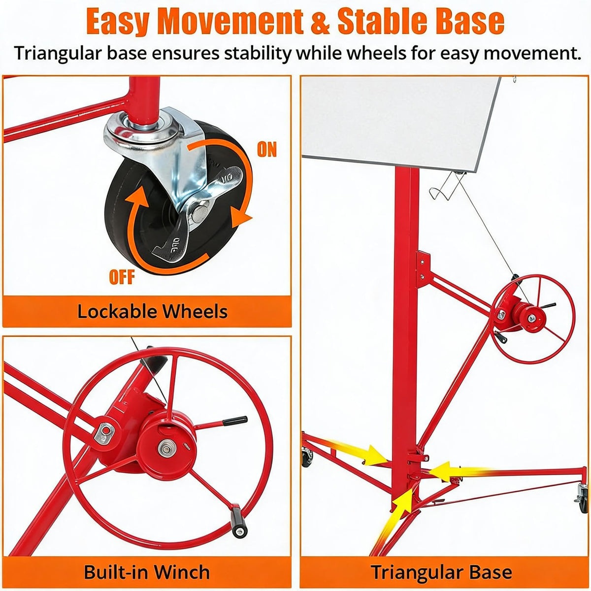 16FT Drywall Lift Panel Hoist, 150 lb Capacity