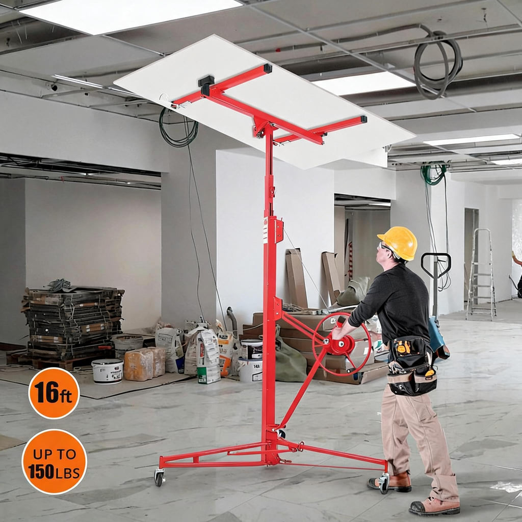 16FT Drywall Lift Panel Hoist, 150 lb Capacity