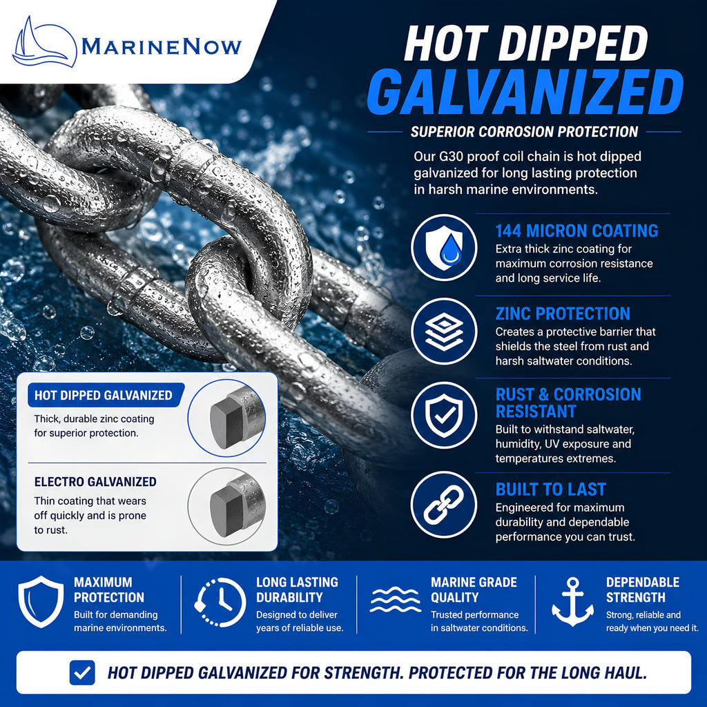 G30 Proof Coil Chain, Hot-Dipped Galvanized, 3/8", 050 ft