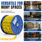 100FT Yellow Safety Chain, G30 Low Carbon Steel 3/16" Safety Chain on Reel