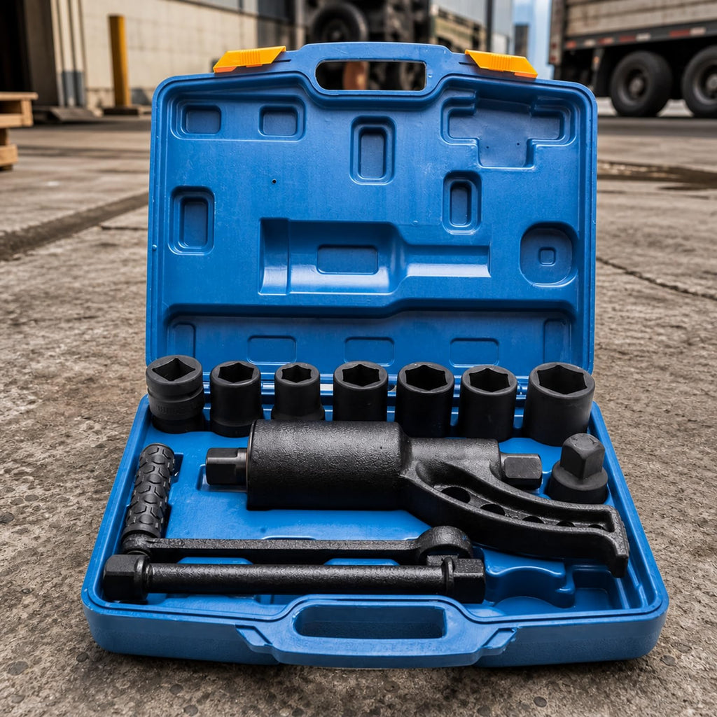 Wheel Nut Remover Set with Sockets Labor-Saving Geared Wheel Nut Wrench Portable Tire Service Tool for Truck Drivers, Automotive Technicians, Garages