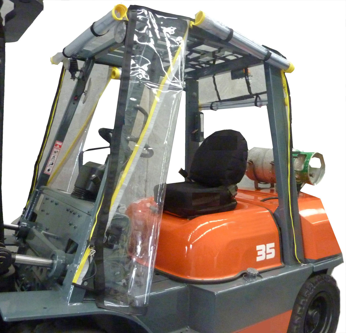 Heavy Duty Clear Universal Forklift Cab Enclosure Cover, Waterproof Windshield Rain Canopy Cover Protectors, Fits 6000 to 13000 lbs Forklift Trucks.