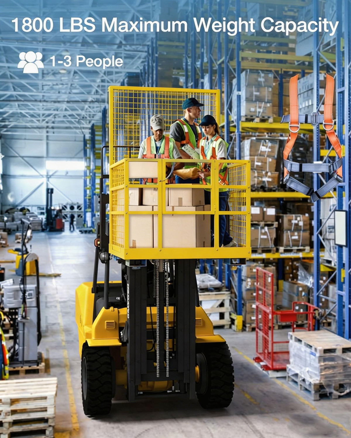 Garvee 43"X45" Forklift Safety Cage, 1800lbs Forklift Work Platform