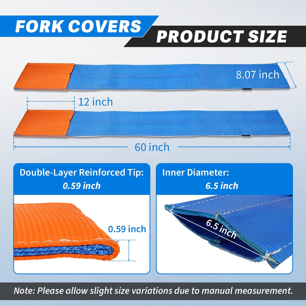 Forklift Fork Covers Thickened Nylon for 48"-60" L x 3"-7" W Forks