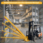 6600LB Forklift Mobile Crane, 12FT Maximum Extension Arm Attachments, Adjustable Angle Jib Boom Crane, W/Telescopic Boom and Hook, for Forklift Towing Handling