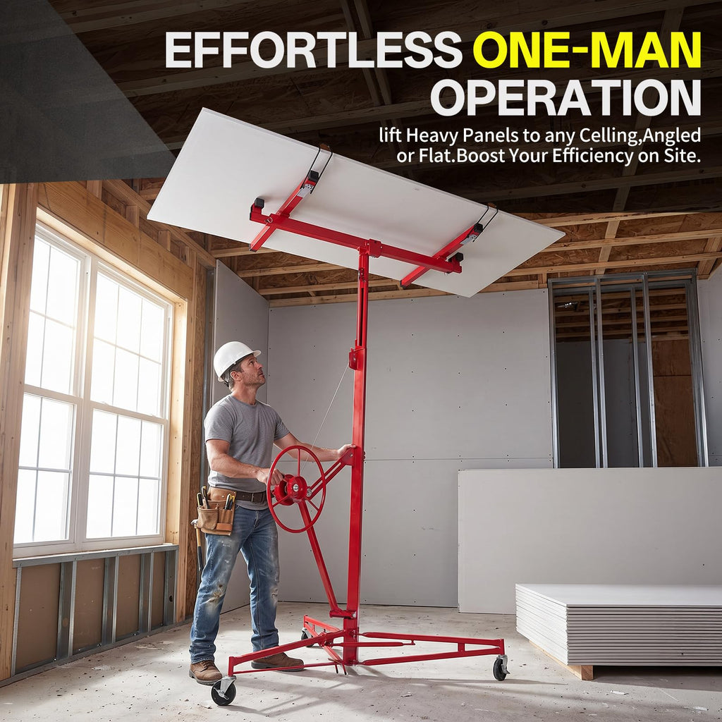 16ft Drywall Panel Hoist with Lockable Wheels Drywall Rolling Lifter