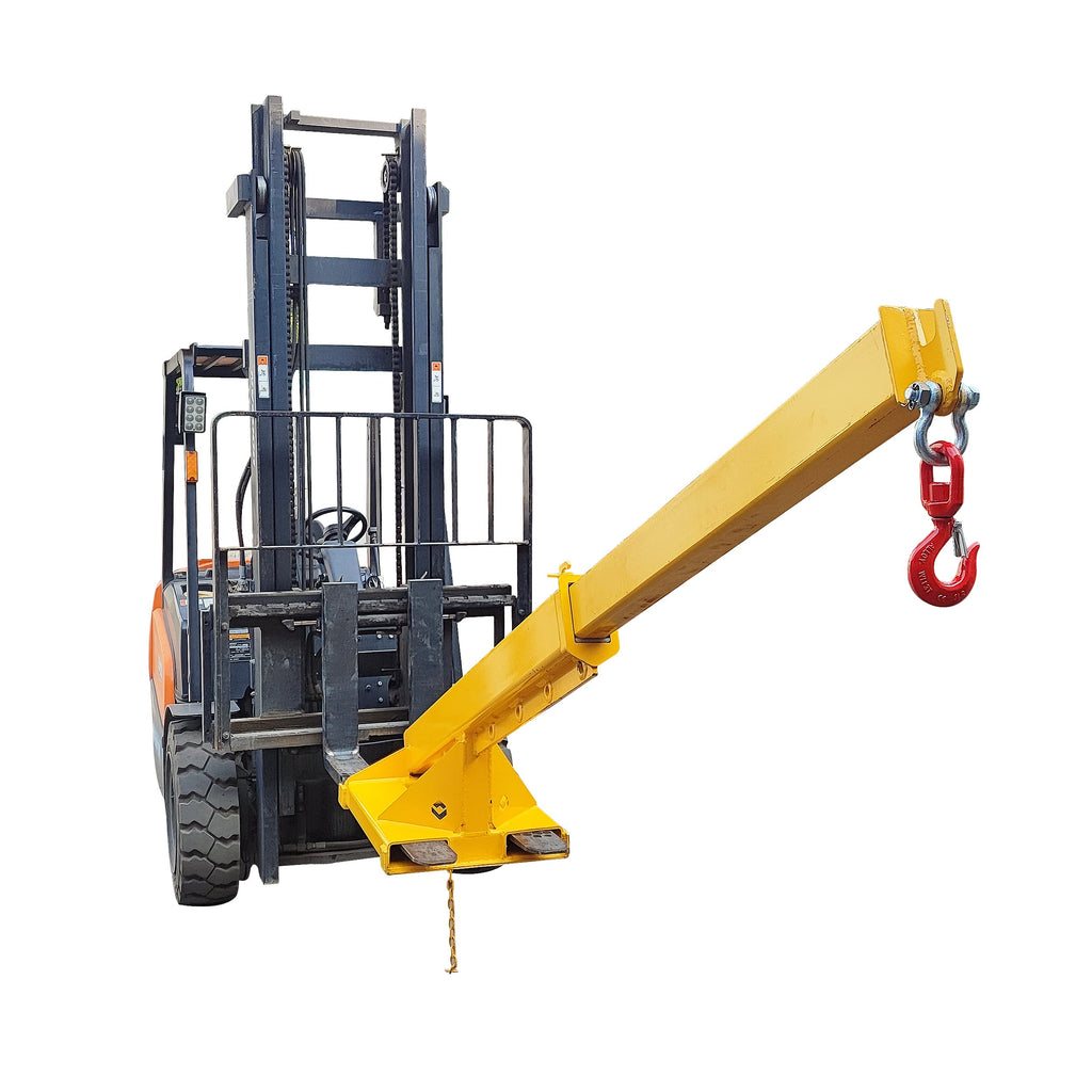 Forklift Mobile Crane, Forklift Extension Attachments Crane, 6600lbs Loading Capacity, with Truss Hoist Jib Boom and Hook, for Towing Handling Equipment, Yellow