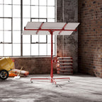 11ft Drywall Lifter Panel Hoist, 150 Lbs Load Capacity Heavy Duty Sheetrock Lift with Wheels, 360° Rotating Adjustable Drywall Jack Lift for Home Improvement, Red