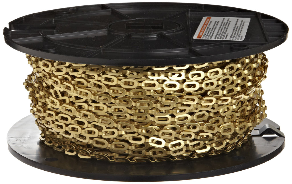 Campbell 0723817 Brass Plumbers Chain on Reel, Bright, 1/0 Trade, 0.02" Diameter, 200' Length, 35 lbs Load Capacity