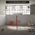 11 ft 150 lb Drywall Lift, Adjustable Red Sheetrock Panel Hoist