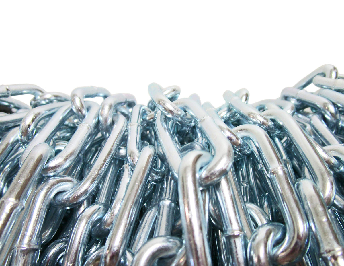 Straight Link Coil Chain Zinc Plated Silver 2/0 125 FT Reel General Purpose | Contractor | Rigging 520 lbs