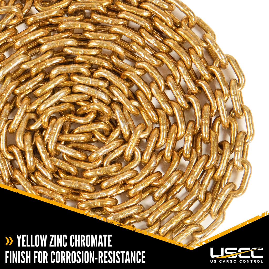 US Cargo Control Grade 70 Chain, 3/8 Inch x 400 Foot, Heavy Duty Transport Chain, 6,600 Pound Working Load Limit